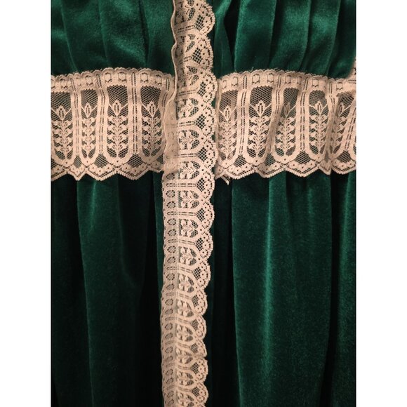 Gilligan O'Malley Womens Nightgown Vintage Velvet Velour Snap Long Green Small - Picture 5 of 11